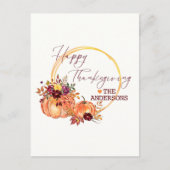 Happy Thanksgiving Herfst pompoen en bladeren Briefkaart (Voorkant)
