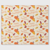 Happy Thanksgiving Herfst Pompoenen en Bladeren Gi Cadeaupapier (Vlak)