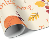 Happy Thanksgiving Herfst Pompoenen en Bladeren Gi Cadeaupapier (Rol Hoek)