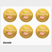Happy Thanksgiving Herfst Pumpkin Classic Gold Ronde Sticker (Vel)