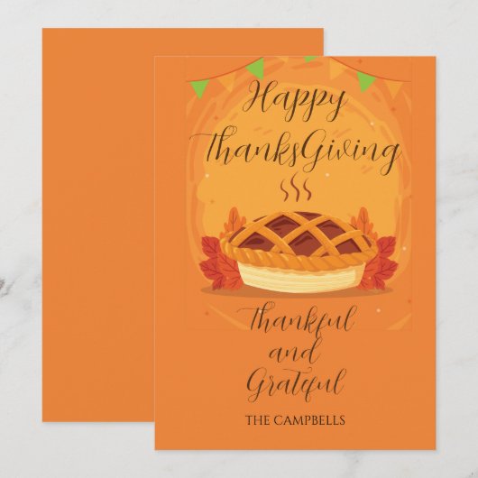 Happy Thanksgiving HERFST Pumpkin-taart Feestdagenkaart (Voorkant / Achterkant)