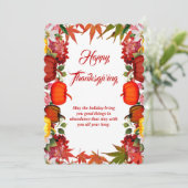 Happy Thanksgiving Herfst Pumpkins Maple Leaves Feestdagenkaart (Staand voorkant)