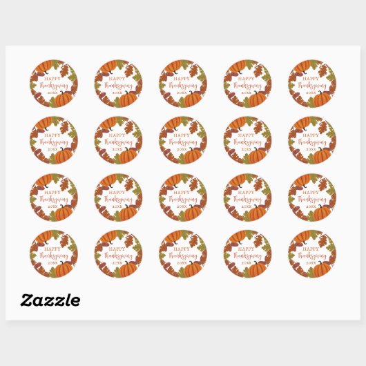 Happy Thanksgiving Herfst Ronde Sticker (Vel)