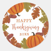 Happy Thanksgiving Herfst Ronde Sticker (Voorkant)