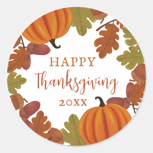 Happy Thanksgiving Herfst Ronde Sticker (Voorkant)