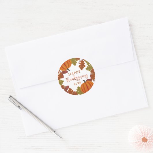 Happy Thanksgiving Herfst Ronde Sticker (Envelop)