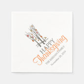 Happy thanksgiving herfst tree sinaasappel grijze servet (Voorkant)