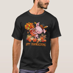 Happy Thanksgiving Herfst Turkije met Dabbing Pig  T-shirt