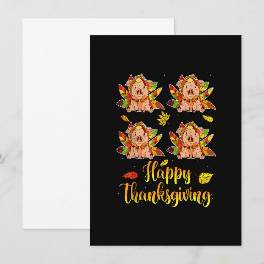 Happy Thanksgiving Herfst Turkije met varken Kaart (Voorkant / Achterkant)