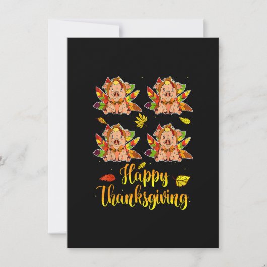 Happy Thanksgiving Herfst Turkije met varken Kaart (Voorkant)