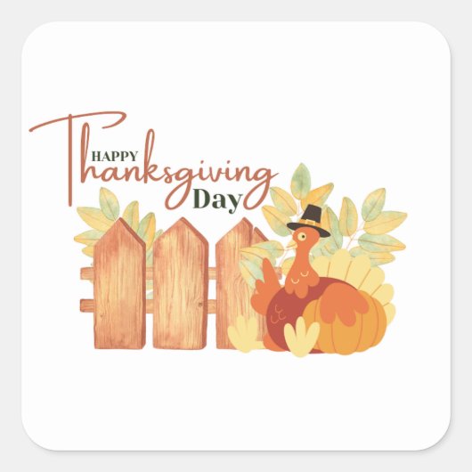 Happy Thanksgiving herfst Vierkante Sticker (Voorkant)