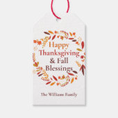 Happy Thanksgiving Herfst Zegeningen Schattige Aan Cadeaulabel (Voorkant)