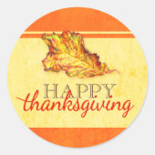 Happy thanksgiving-herfstblad ronde sticker (Voorkant)