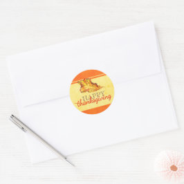 Happy thanksgiving-herfstblad ronde sticker