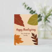 Happy Thanksgiving herfstbladeren en Jouw naam Briefkaart (Staand voorkant)