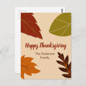 Happy Thanksgiving herfstbladeren en Jouw naam Briefkaart (Voorkant / Achterkant)