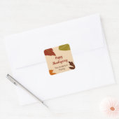 Happy Thanksgiving herfstbladeren en Jouw naam Vierkante Sticker (Envelop)
