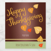 Happy Thanksgiving, herfstbladeren gepersonaliseer Wijn Etiket (Enkel label)