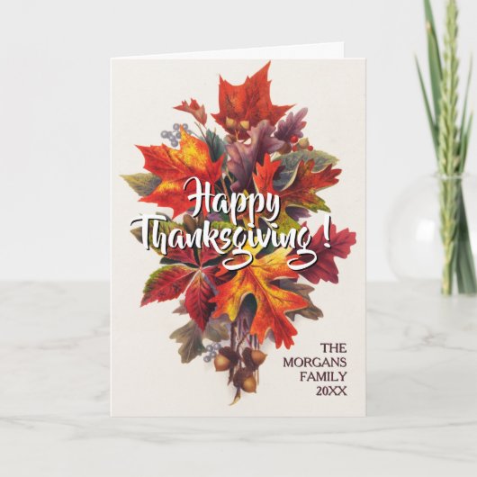  Happy Thanksgiving herfstbladeren Kaart (Voorkant)