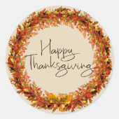 Happy Thanksgiving herfstbladkrans Herfst Ronde Sticker (Voorkant)