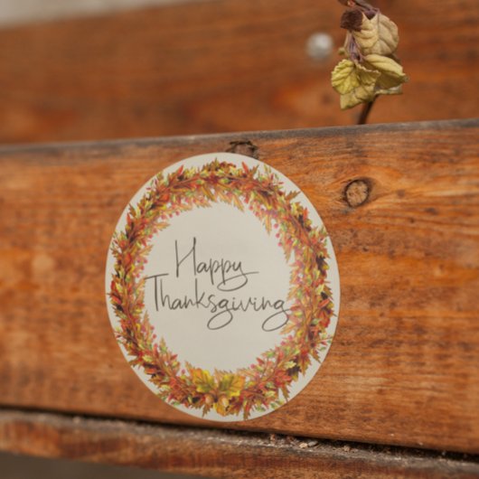 Happy Thanksgiving herfstbladkrans Herfst Ronde Sticker