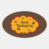 Happy Thanksgiving, herfstkleuren, Ovale Sticker (Voorkant)
