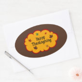 Happy Thanksgiving, herfstkleuren, Ovale Sticker (Envelop)