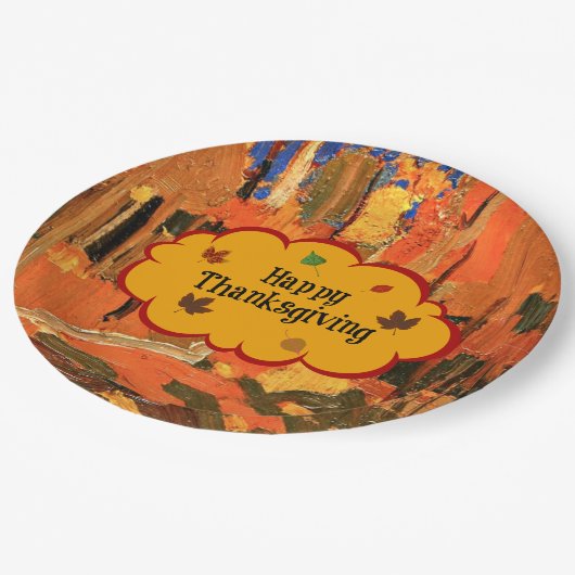 Happy Thanksgiving, herfstkleuren, Papieren Bordje (Gekanteld)