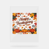 Happy Thanksgiving - Herfstpompoenen & herfstblade Acryl Bord (Voorkant)
