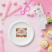 Happy Thanksgiving - Herfstpompoenen & herfstblade Papieren Bordje (Feest)