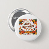 Happy Thanksgiving - Herfstpompoenen & herfstblade Ronde Button 5,7 Cm (Voorkant /achterkant)