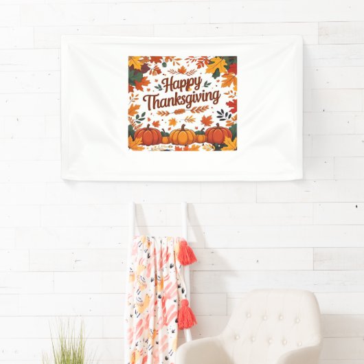 Happy Thanksgiving - Herfstpompoenen & herfstblade Spandoek (Insitu)