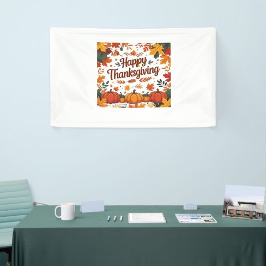 Happy Thanksgiving - Herfstpompoenen & herfstblade Spandoek (Beurs)