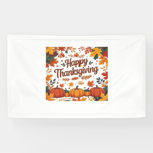 Happy Thanksgiving - Herfstpompoenen & herfstblade Spandoek (Horizontaal)
