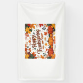Happy Thanksgiving - Herfstpompoenen & herfstblade Spandoek (Verticaal)