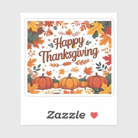 Happy Thanksgiving - Herfstpompoenen & herfstblade Sticker (Vel)