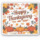 Happy Thanksgiving - Herfstpompoenen & herfstblade Sticker (Voorkant)