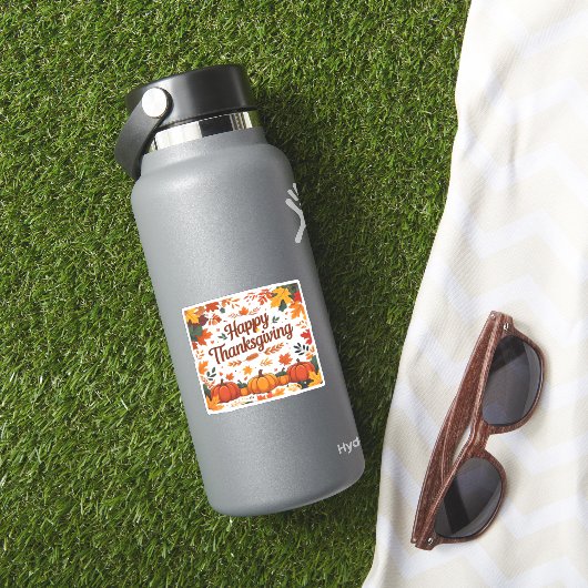 Happy Thanksgiving - Herfstpompoenen & herfstblade Sticker (HydroFlask Insitu)