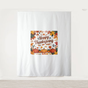 Happy Thanksgiving - Herfstpompoenen & herfstblade Wandkleed