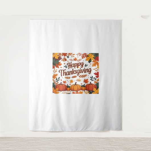 Happy Thanksgiving - Herfstpompoenen & herfstblade Wandkleed (Voorkant)