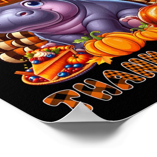 Happy Thanksgiving Hippo Costume Turkey Fall Leave Poster (Hoek)