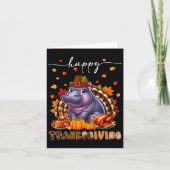 Happy Thanksgiving Hippo Kostuum Turkije Herfst Ve Kaart (Voorkant)