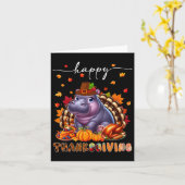 Happy Thanksgiving Hippo Kostuum Turkije Herfst Ve Kaart (Gele Bloem)