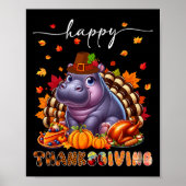 Happy Thanksgiving Hippo Kostuum Turkije Herfst Ve Poster (Voorkant)