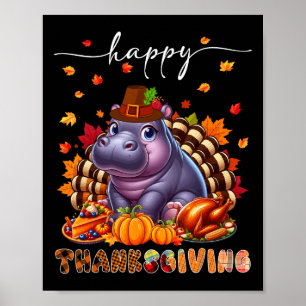 Happy Thanksgiving Hippo Kostuum Turkije Herfst Ve Poster