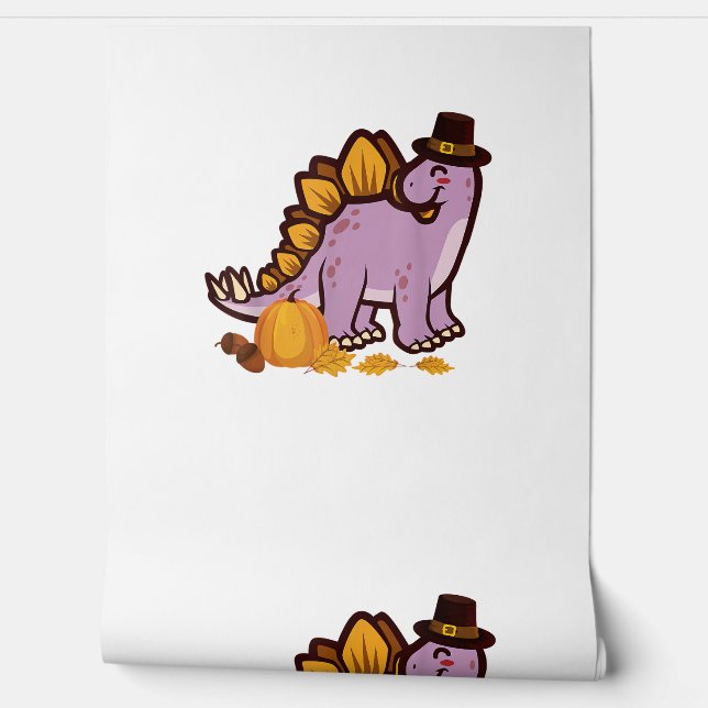 Happy Thanksgiving Holiday Schattige Stegosaurus D Behang (Afrollen)
