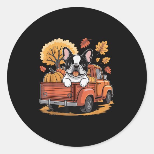 Happy Thanksgiving Hondenliefhebbers Franse Bulldo Ronde Sticker (Voorkant)