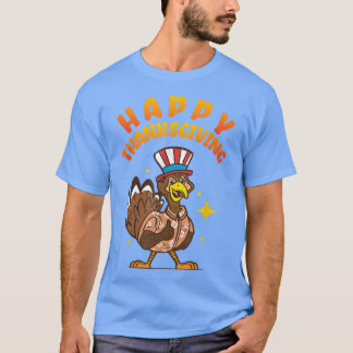Happy Thanksgiving I Funny Pilgrim Turkey Dag Holi T-shirt