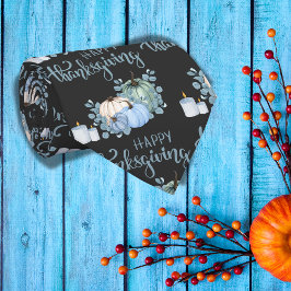 Happy Thanksgiving in blauw op zwart | Stropdas