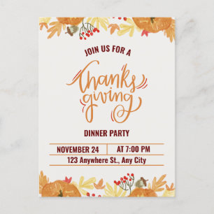 Happy Thanksgiving Invitation Briefkaart